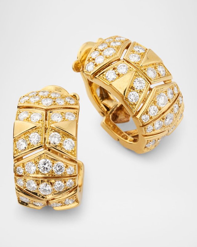 Estate Cartier 18K Yellow Gold Rivoli Diamond Hoop Earrings